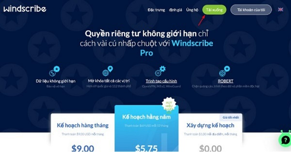 Tiến hành tải và cài đặt phần mềm Windscribe