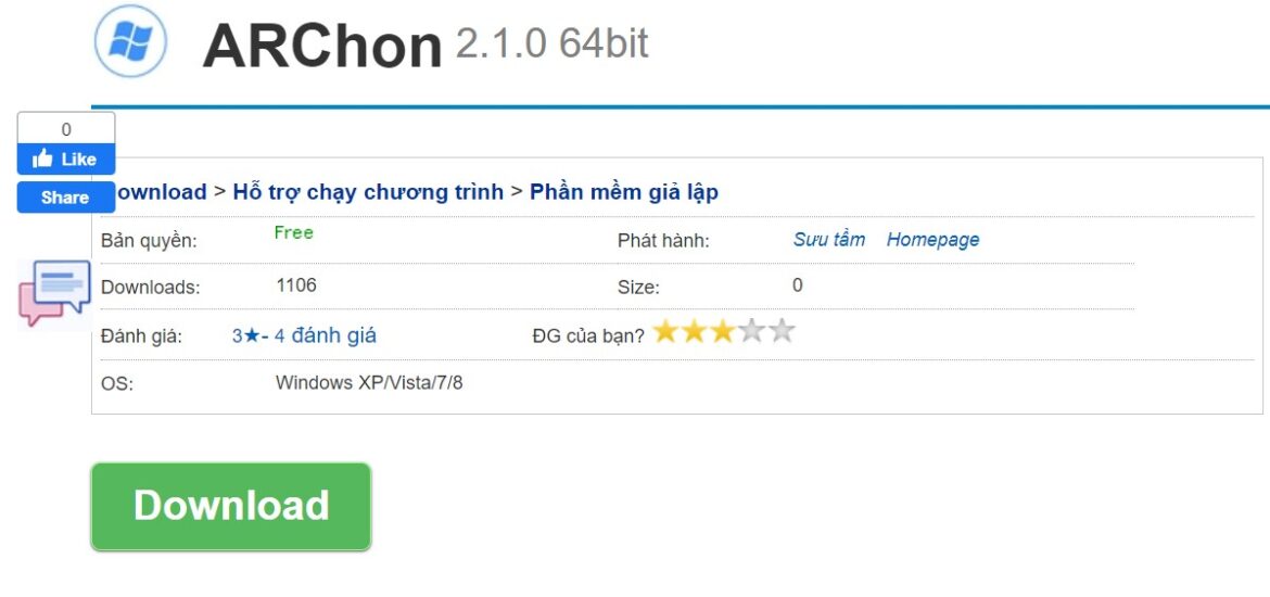 Tìm kiếm và download phần mềm ARChon về thiết bị